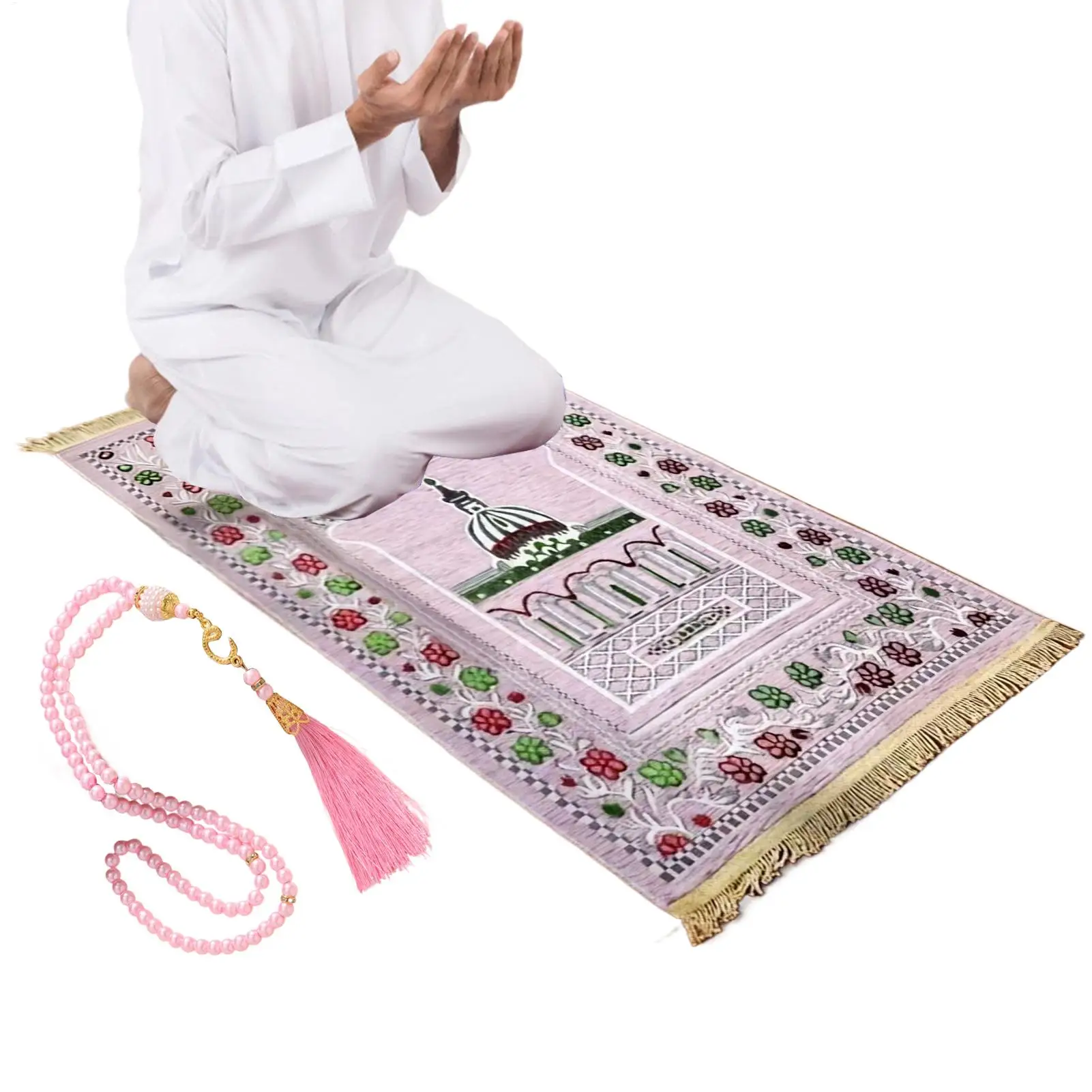 

Молитвенный коврик, портативный, мягкий, религиозный, с бусинами, декоративный, с мягкой подкладкой, для взрослых, детей, мужчин, женщин, начинающих, для дома и офиса