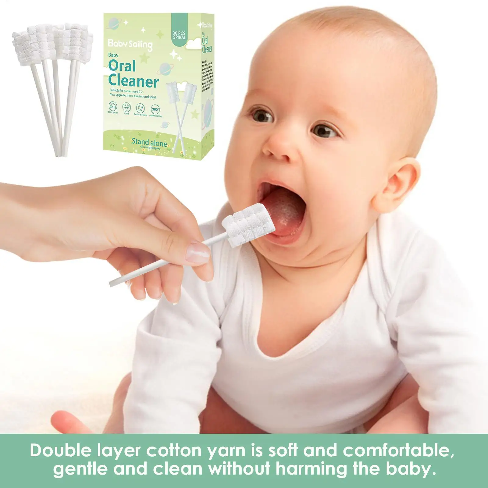 

Baby Tongue Cleaner Tongue Gauze Cleaner Toothbrush Double-Layer Cotton Yarn O ral Cleaning Supplies for Hotel Home and Travel