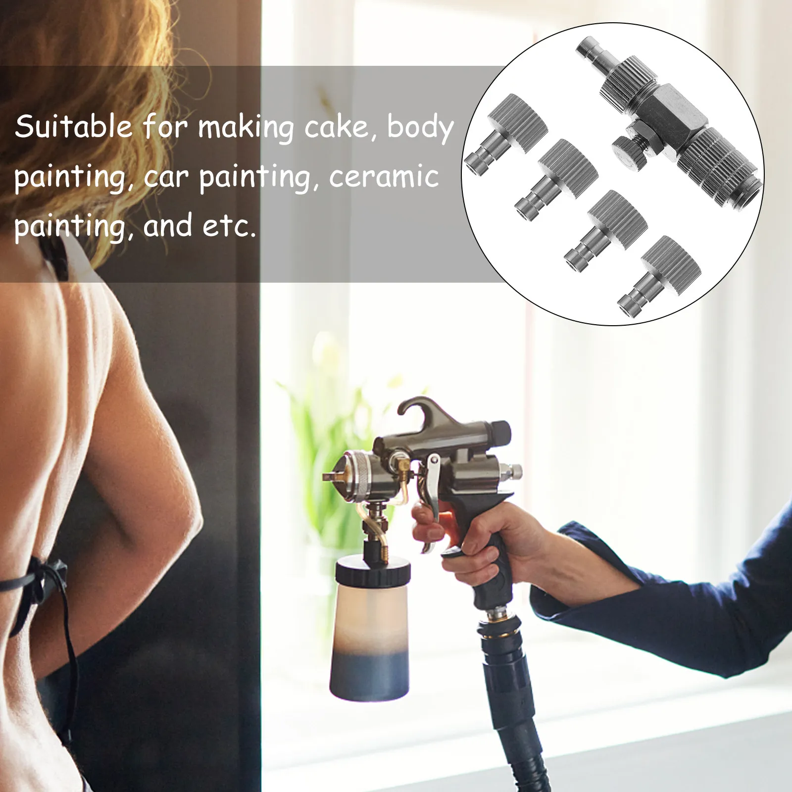 Airbrush Quick Release Connector 1 8 Inch Metal Adaptor Hose Fitting Disconnect Coupler For Compressor Painting Car Ceramic Body