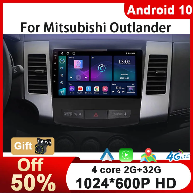 2024 New Style Android 10 Car Radio Multimedia For Mitsubishi Outlander Xl 2 2007-2012 For Citroen C-Crosser For Peugeot Carplay