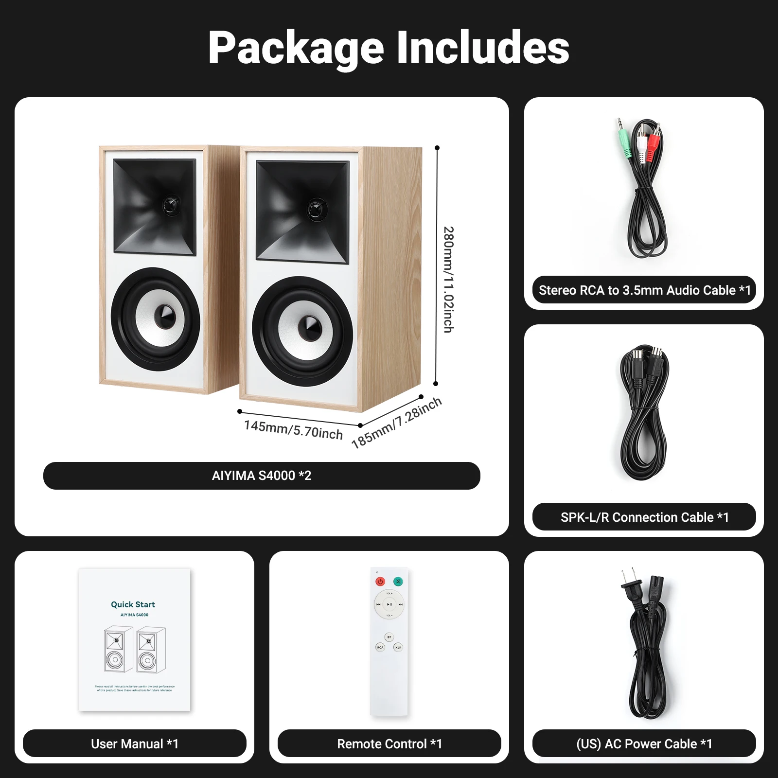 AIYIMA S4000 Studio Monitor Speaker 40WX2 Bluetooth 5.0 Balanced