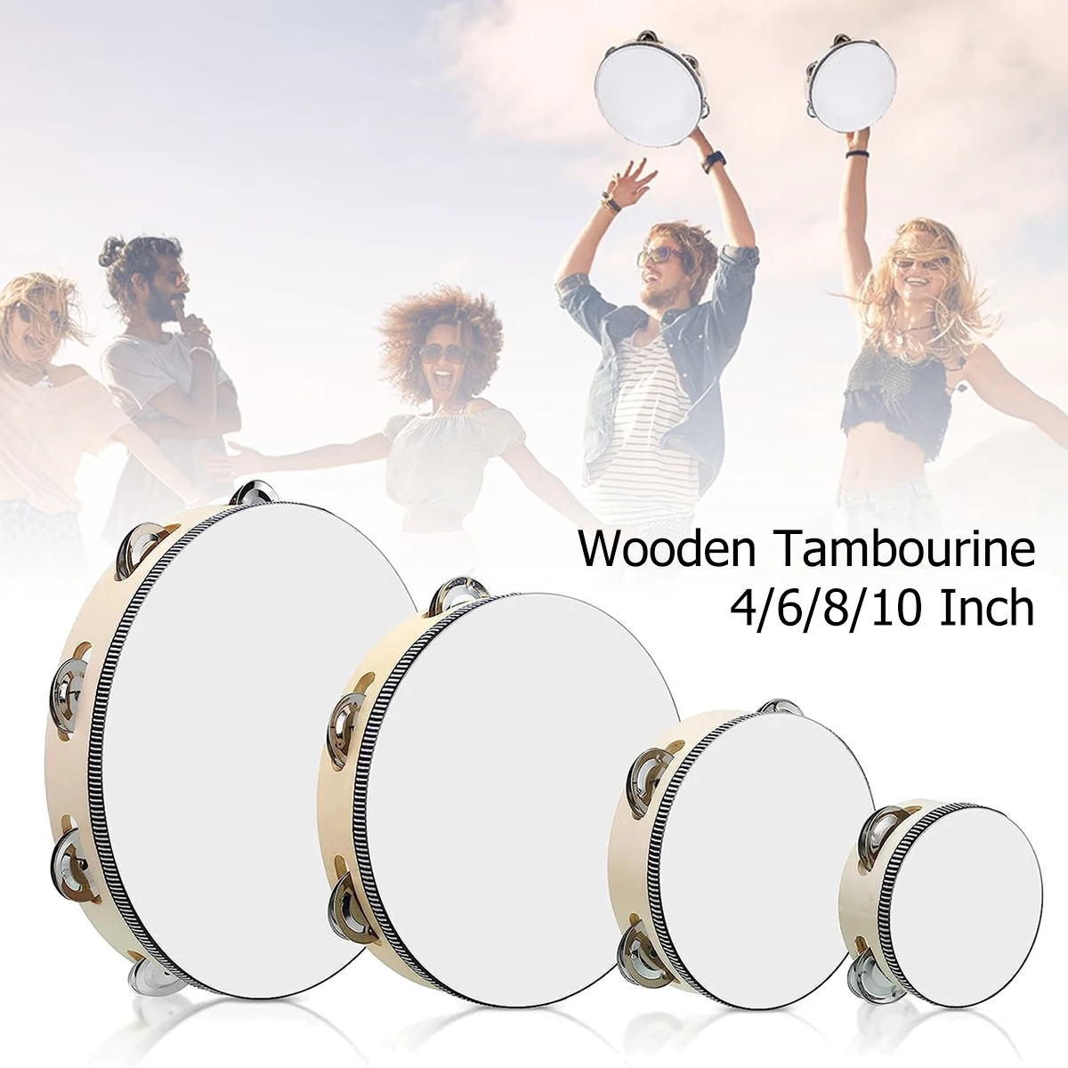 Miwayer Miwayer Wooden Hand Drum Tambourine 4/6/8/10 Inch - Natural Wood, Single Row Metal Jingles, for Party, KTV, Church & Dance - Aliexpress Deal