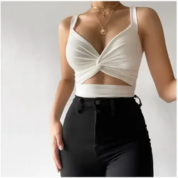 Y2K Sexy Summer Crop Top Women Casual Women Clothes Stretch Slim Tees Shirt Femme  Pullovers Base Tees T-Shirt Irregular vest