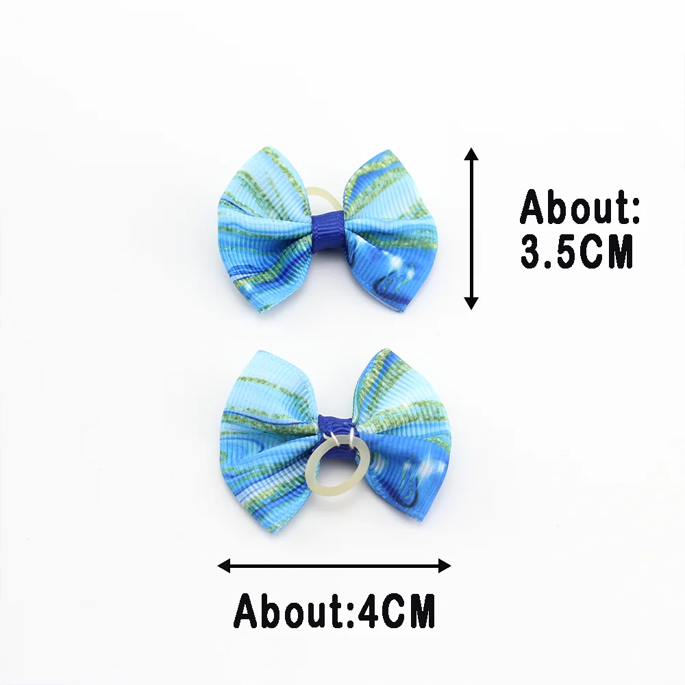 Set Tie Dye Style Cute Yorkie Pet Bows Small Dog Grooming Accessories Colorful Rubber Bands Puppy Cat Dog Bow Headwear Pet Items