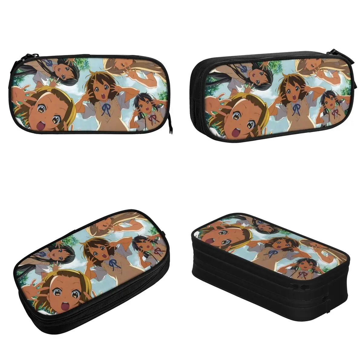 ك أون! مقلمة أنيمي يابانية جميلة أكياس قلم رصاص فتاة صبي تخزين كبير اللوازم المدرسية هدية صندوق رصاص