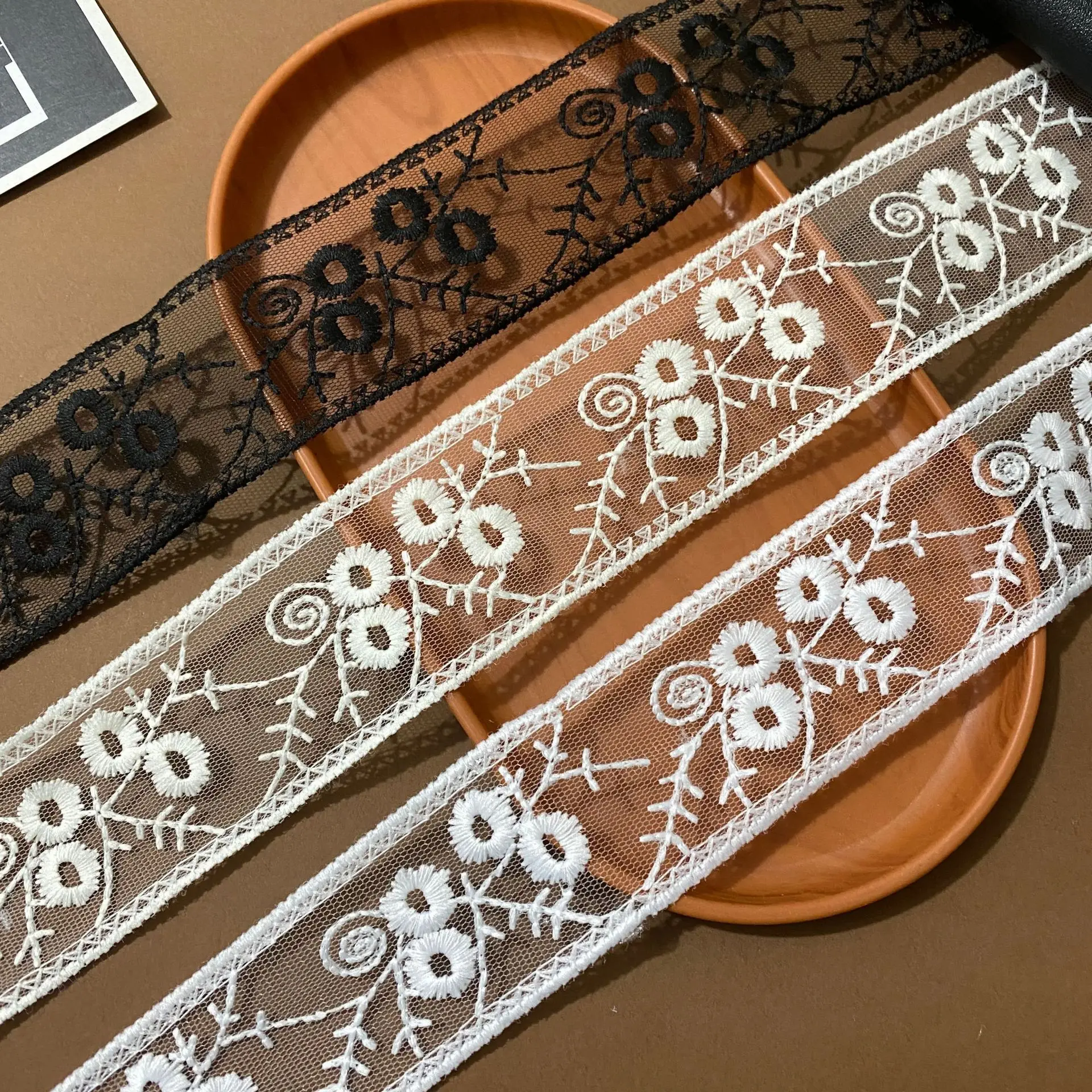 1 Yard Double-Edge Lace Trim, Small Lace Ribbon for DIY Sewing, Classic New Style Lace for Collar Cuff, Sewing Trim Supplies