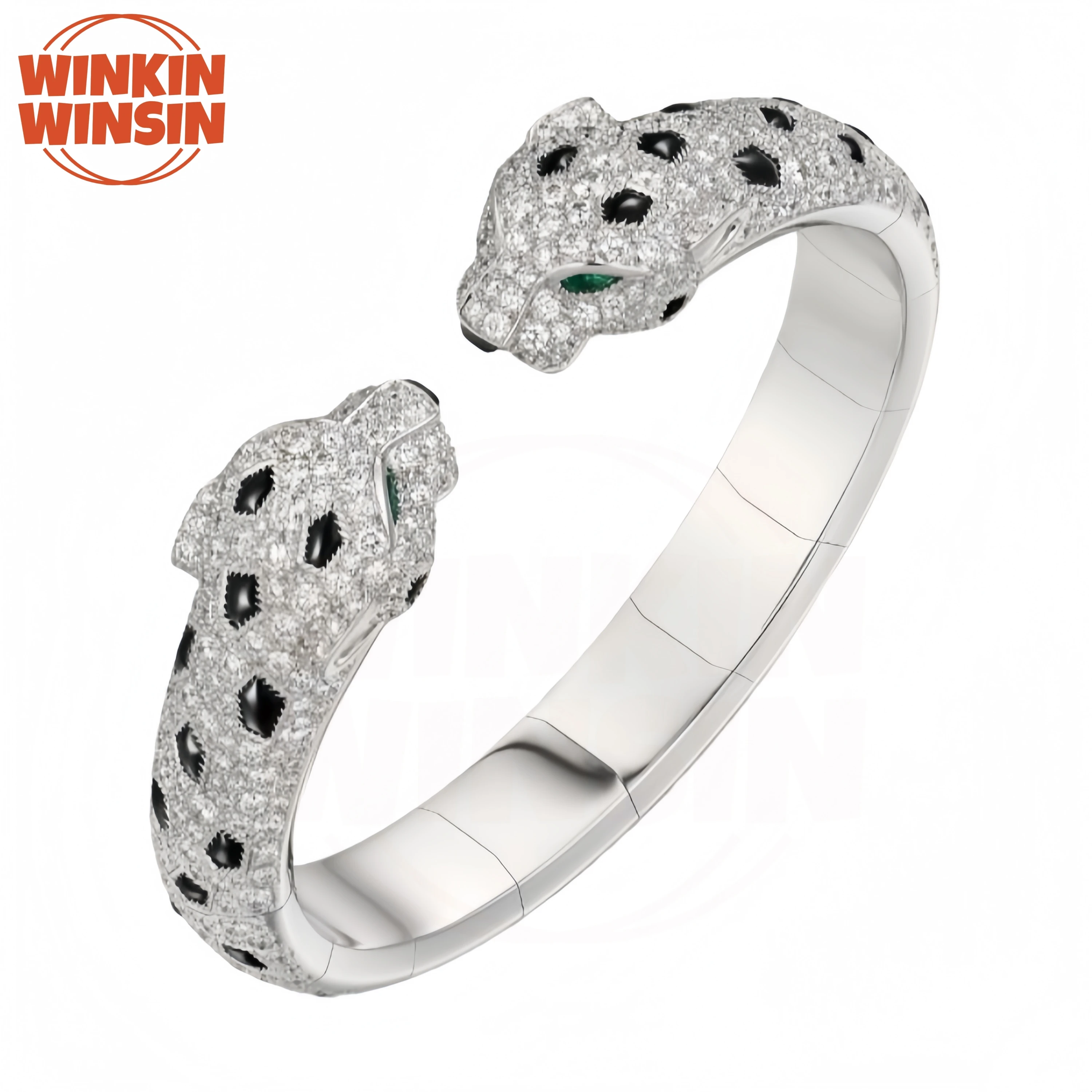 

Winkin Winsin Luxury s 925 Sterling Silver Bracelet For Women Bangle 18K Gold Plated Panther Leopard Bangles Bracelet Jewelry