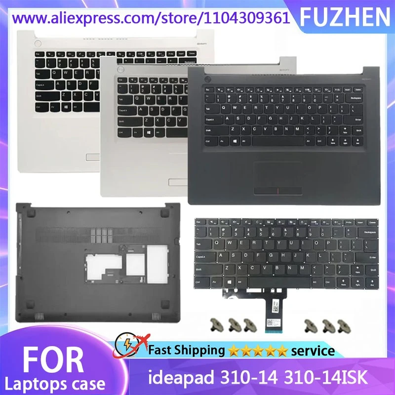 New Cover For Ideapad 310-14 310-14ISK Palm Pad US Keyboard Black White Silver Bottom Cover