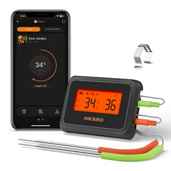 INKBIRD IDT-22-B Smart Bluetooth Food Meat Thermometer with Dual Probe with App HD LCD Temperature Alarms for BBQ Cooking Oven