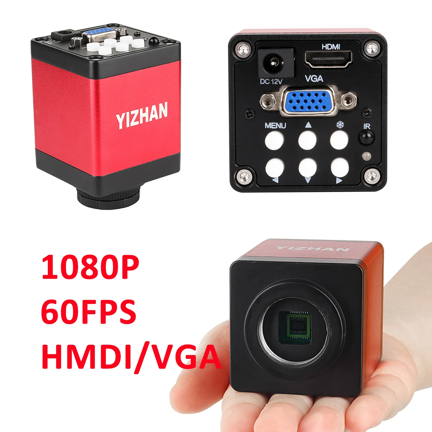 HD HDMI VGA 1080P 60FPS Camera For Microscope Digital Microscope Camera C MOUNT Lens For Phone Tablet PC PCB IC Soldering Repair