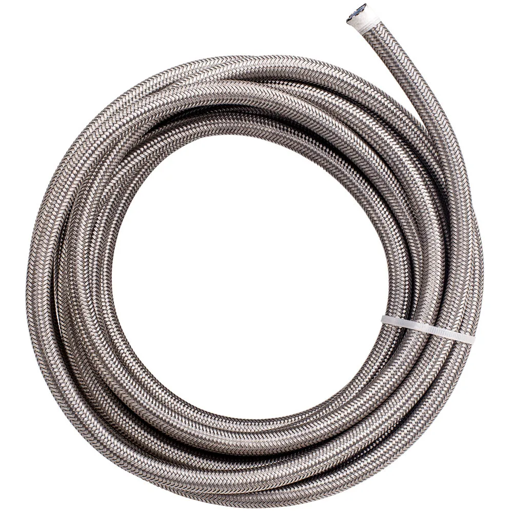 20FT AN6 Stainless Steel Nylon Braided Fuel Hose + 10x Hose Fitting Adapter Kit