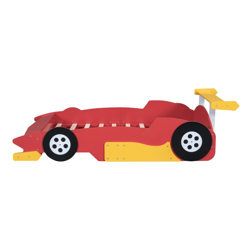 Full Size Race Car-Shaped Plataforma Cama com Rodas, Cama Vermelha