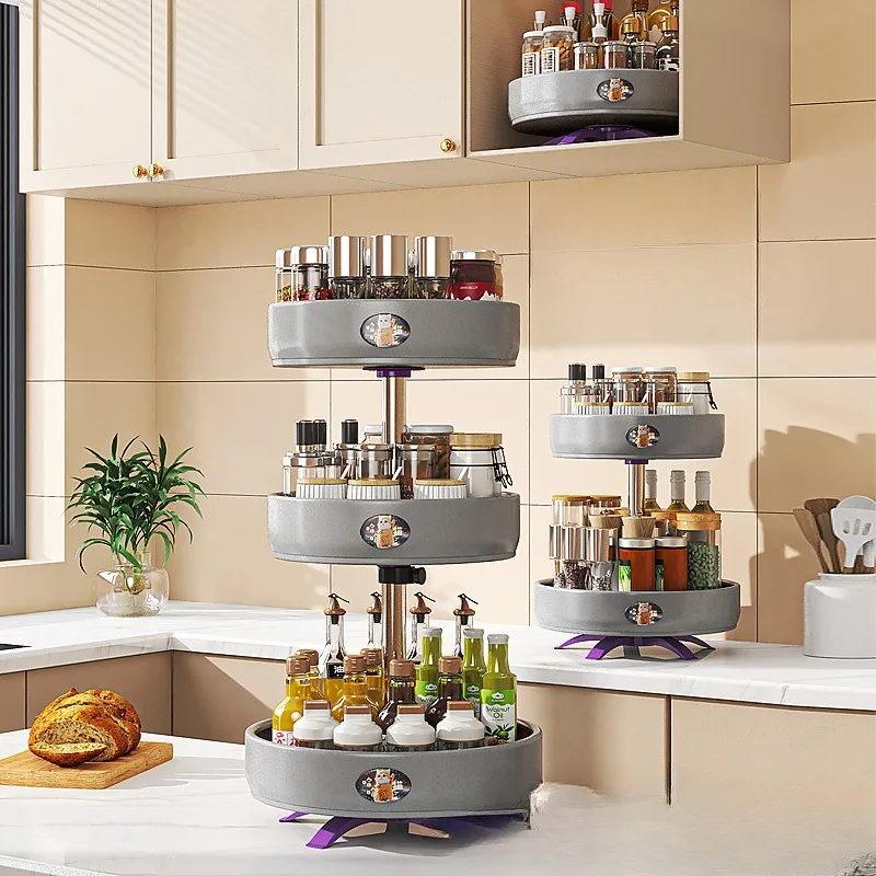 

Rotating Spice Rack for Kitchen Display, Multi-Functional Carbon Steel Organizer, Modern Storage Cabinet for Easy Access