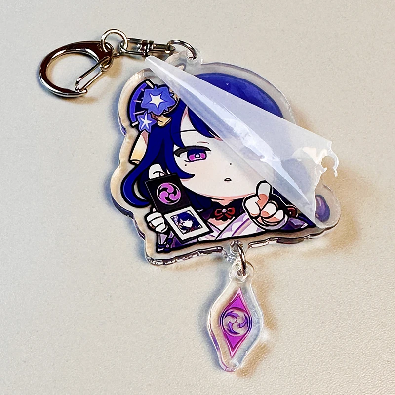 Game Genshin Impact KeyChain Cute Furina Tartaglia Yae Miko Ganyu Hutao Klee Acrylic Pendant Keyring Anime Cosplay Accessories