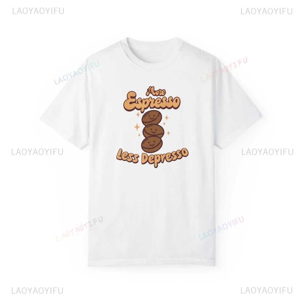 Camiseta con estampado de Espresso, Tops interesantes y bonitos con imagen de dibujos animados de granos de café, camiseta, regalo para amantes del café, camiseta para hombre y mujer