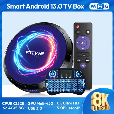 2025 Latest Android 13 TV Box 8K Ultra HD 4GB RAM 128GB ROM Bluetooth 5.0 Dual Band WiFi HDMI 2.1 6K USB 3.0 Smart Media Player