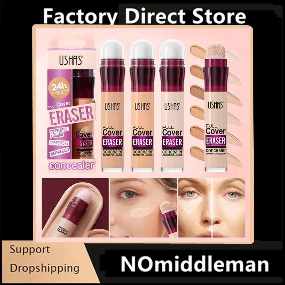 

USHAS 12 Color Liquid Concealer Moisturizing Rotating Sponge Head Concealer Long Lasting Lightweight Multi-use Foundation Makeup