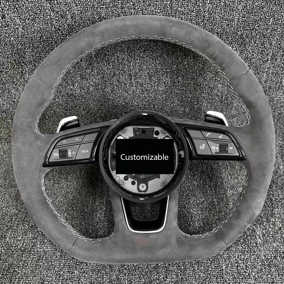 عجلة قيادة جلدية كاملة مناسبة للتعديل الداخلي لموديلات A4 B9 A3 S3 RS3 RS4 S4 RS5 S5 2017-2019 #5