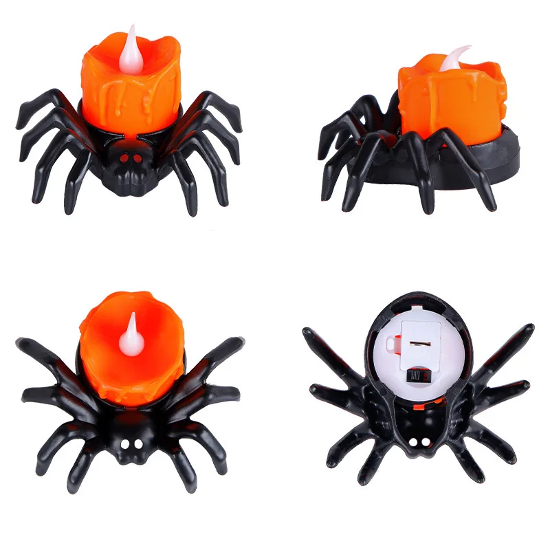 Veilleuses électroniques à LED, lampe Halloween, bougie araignée, éclairage de fête, décoration unique