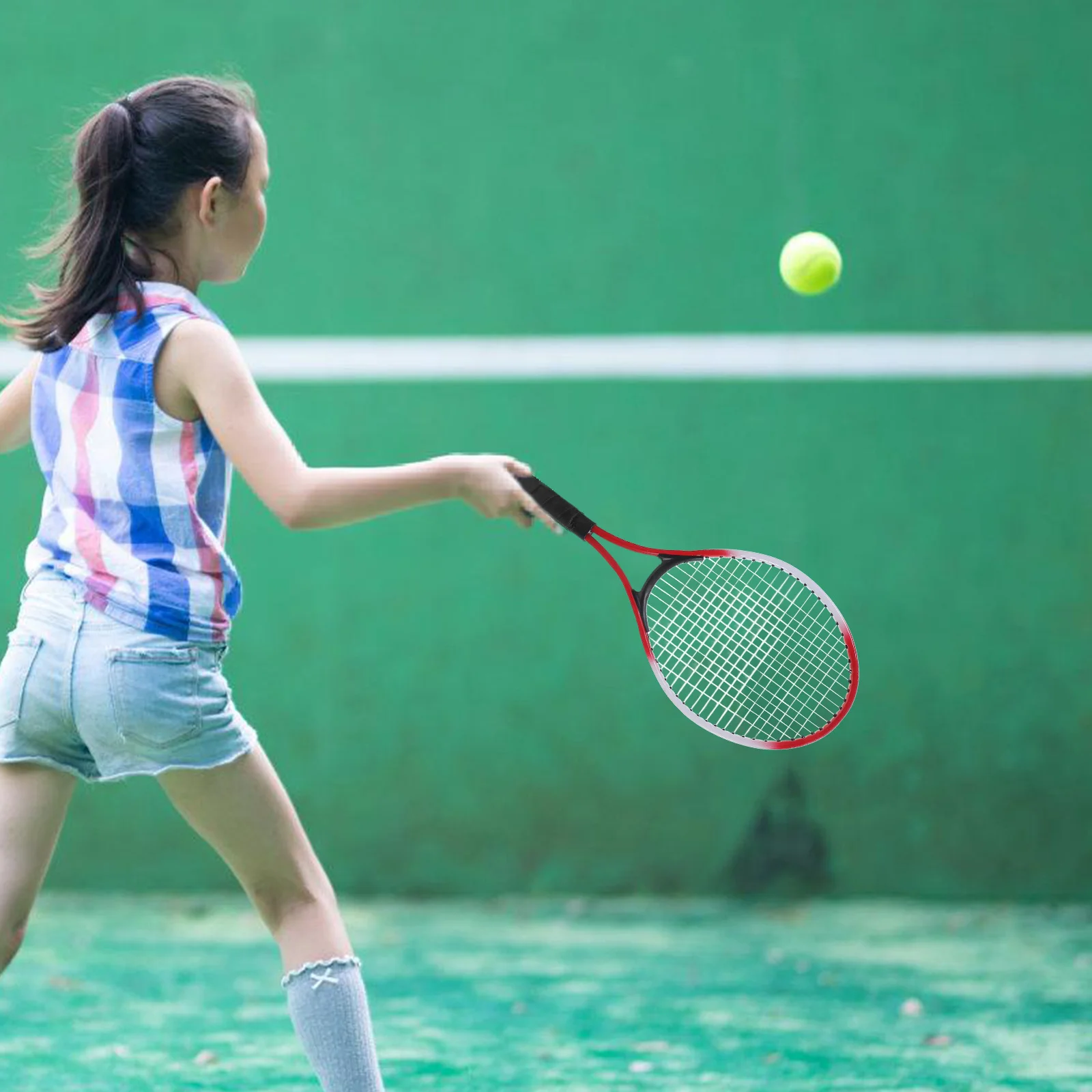 1 مجموعة مدرب التنس انتعاش الكرة سلسلة معدات التدريب الحديد ألياف الكربون دائم ممارسة كيت داخلي في الهواء الطلق ل #5