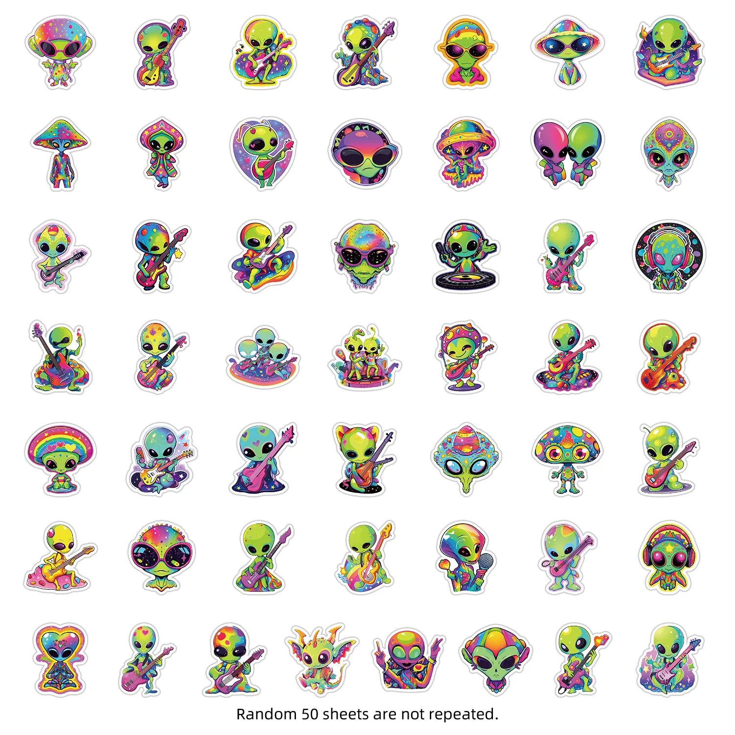 10/30/50 個神秘的なエイリアンステッカーカラーギターデカール楽器 DIY 冷蔵庫ラップトップギター車バイク音楽スタイルのおもちゃ