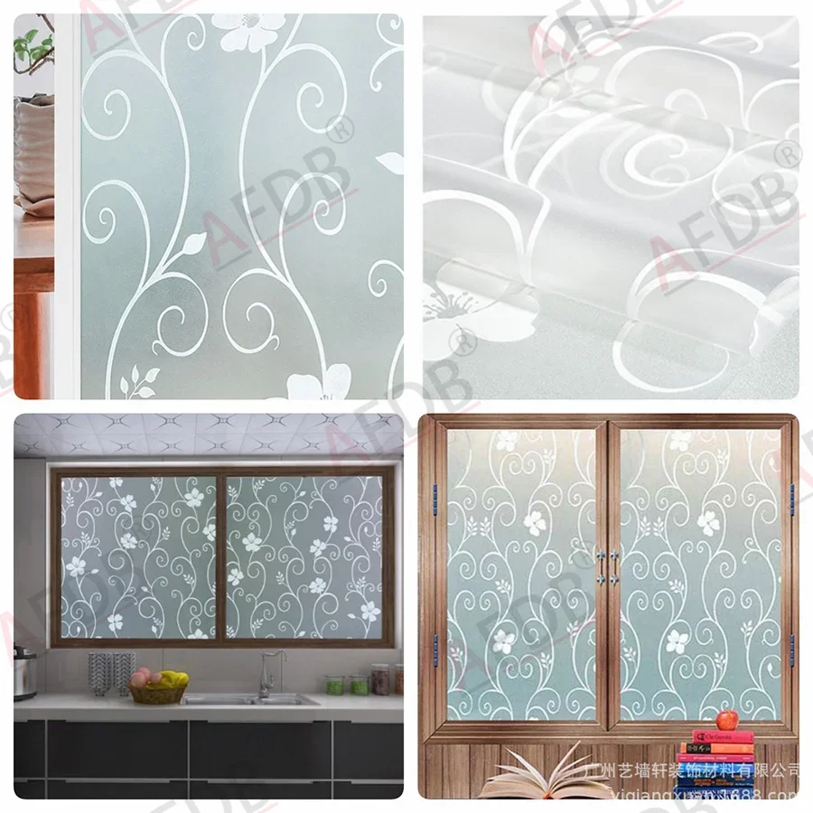 Frosted Window Film Privacy Opaque Window Stickers Self Adhesive Glass Vinyl Film for Kitchen Bathroom Office Matte Glass Stain