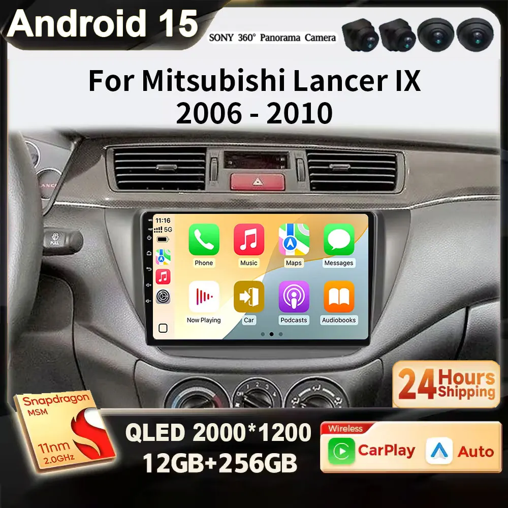 

Для Mitsubishi Lancer 9 CS 2000-2010 Android 15 2K QLED Carplay Автомобильный радиоприемник Навигация GPS Мультимедийный плеер Стерео Wi-Fi 4G DSP BT