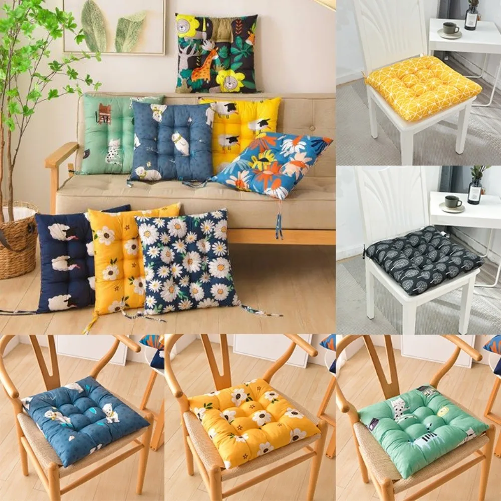 High Quality Breathable Thickened Chair Seat Cushion 8 Colors 40*40cm Student Stool Butt Cushion Soft Cotton Linen Chair Cushion