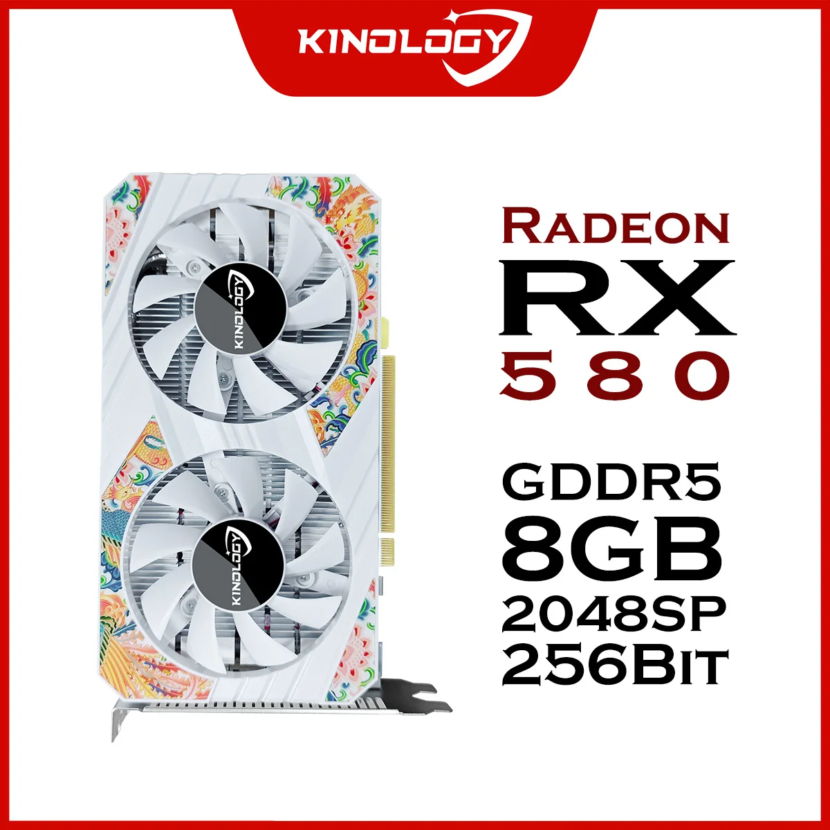 Kinology RX 580 8GB 2048SP 256Bit GDDR5 Gaming Card placa de video AMD Radeon RX580 8G Promocyjna karta graficzna do komputera HDMI