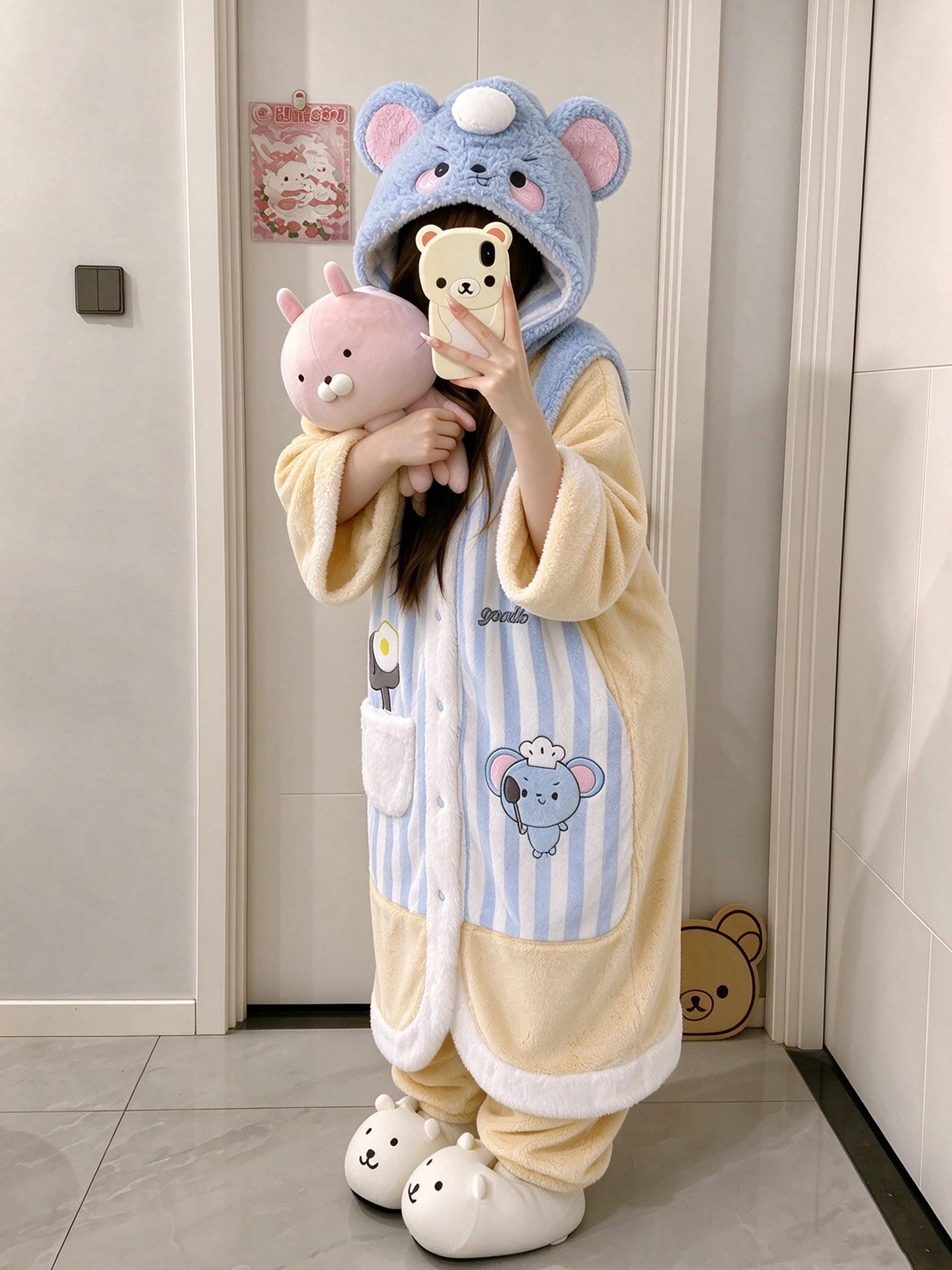 thickened-coral-fleece-cartoon-pajamas-robe-couples-sleepwear-coat-style-home-clothes-men-women-winter-cute-home-clothes