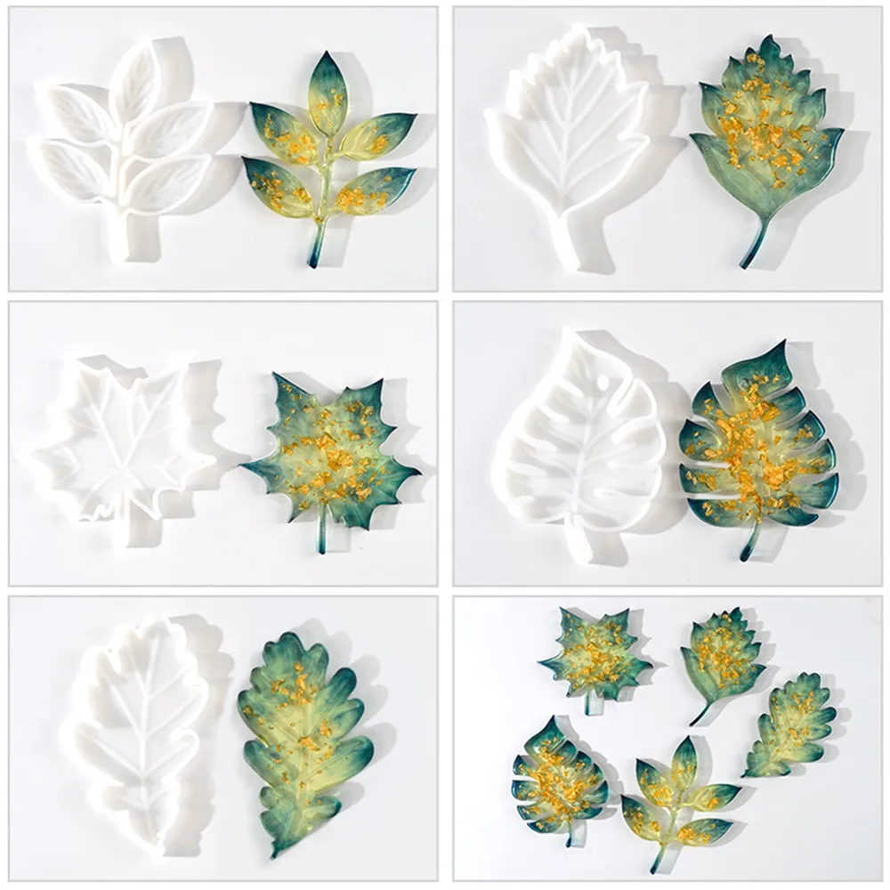 1Pcs Palm Trees Leaf Coasters Silicone Mold Maple Leaves Epoxy Resin Mould  For Hand Craft Ornamentation Home Table Decoration