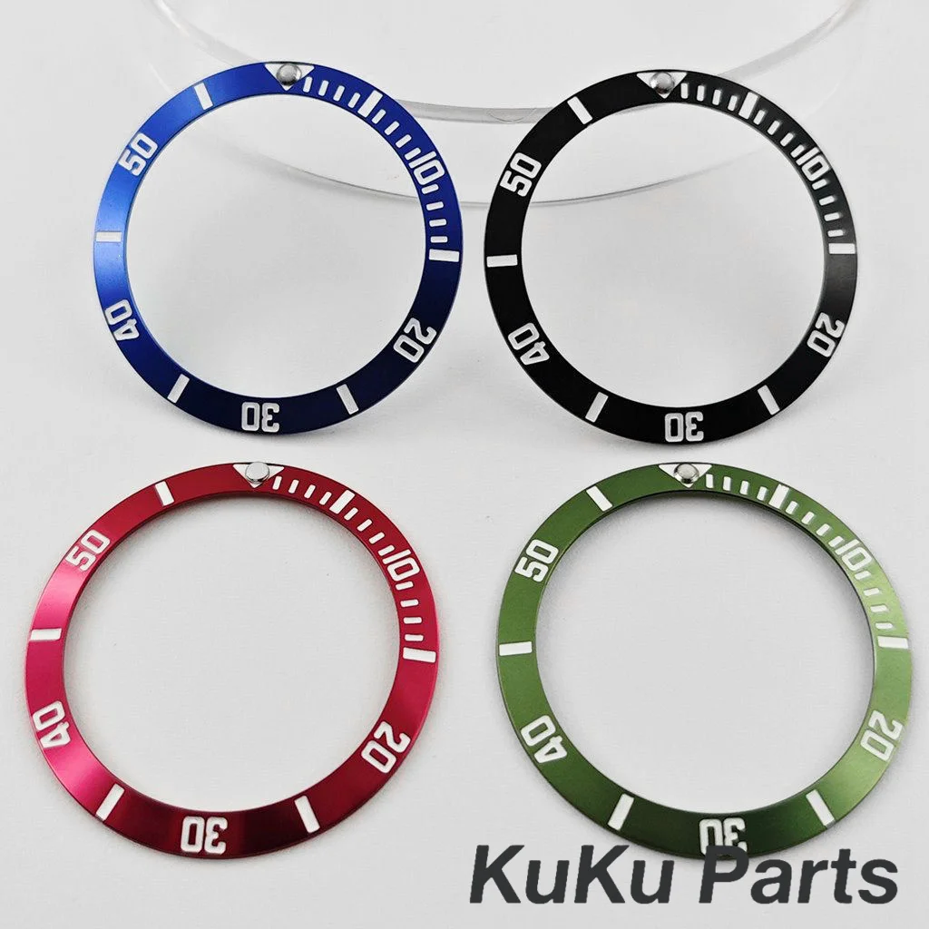 38 مللي متر المنحدر الغوص ساعة ألومنيوم إدراج ساعة استبدال ساعة الحافة إدراج حلقة المنحدر NH35 NH36 NH34 الرجال ساعة جزء الملحقات