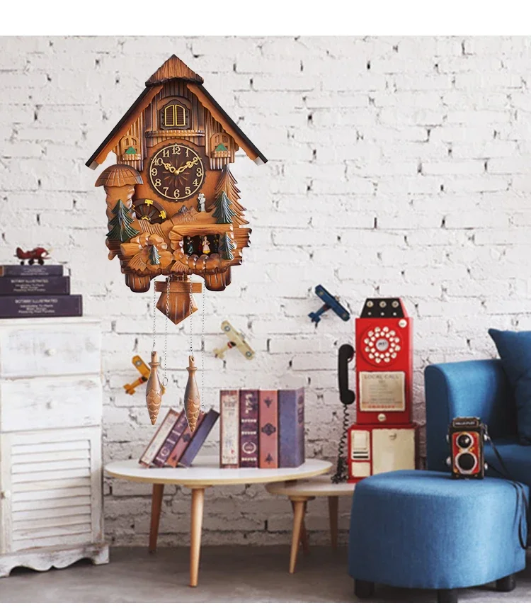 Creative European Cuckoo Clock Large Vintage Pendulum Living Room Personality Wall Clock Home Reloj Pared Office Decor Accessory