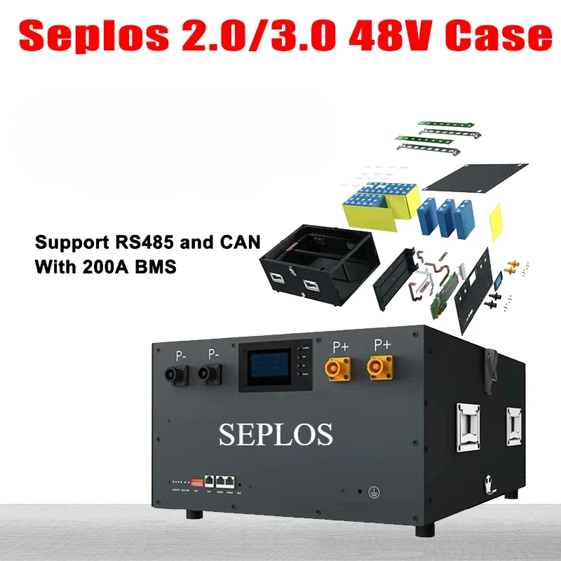 Seplos Mason 280Ah 48V LiFePO4 Battery Box Case with Bluetooth 16S 200A BMS Solar Energy Storage DIY Battery Box Without Cells