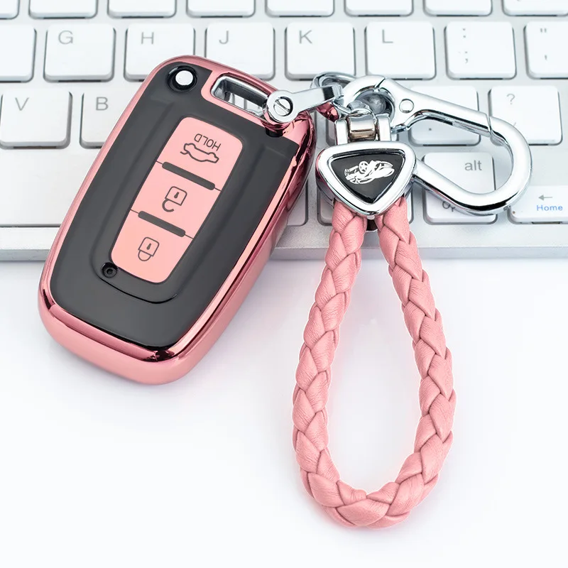 Coque de clé de voiture en TPU souple, coque de clé intelligente, housse de clé pour Hyundai Genesis Coupé MacMiFête 35, KIA Forte Sportage K2 K5, 3 boutons
