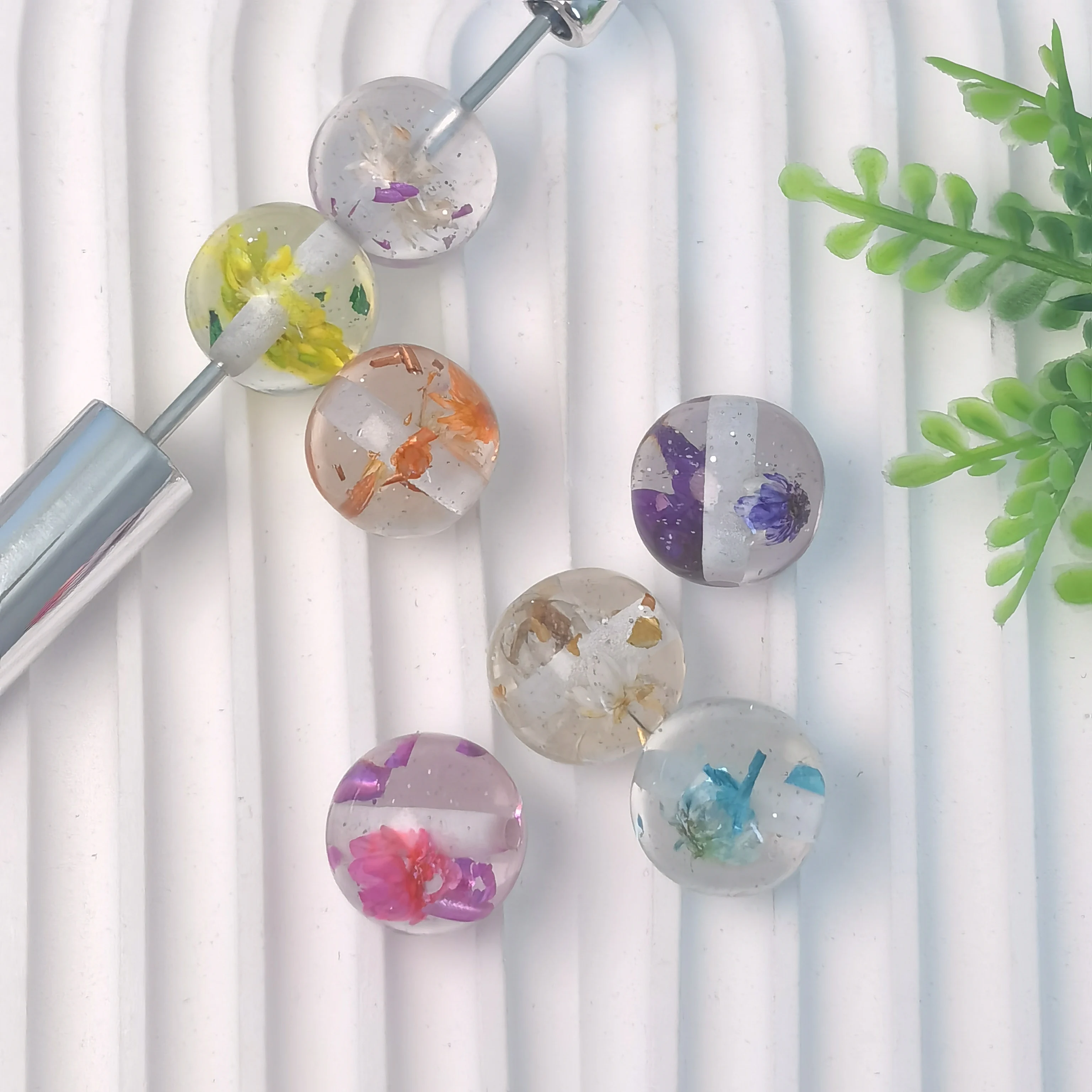 DIY Jewelry Findings Dry Flowers Round Gumball Bubblegum Beads Fit Bracelet Necklace Earring Ornament Accessories 16mm