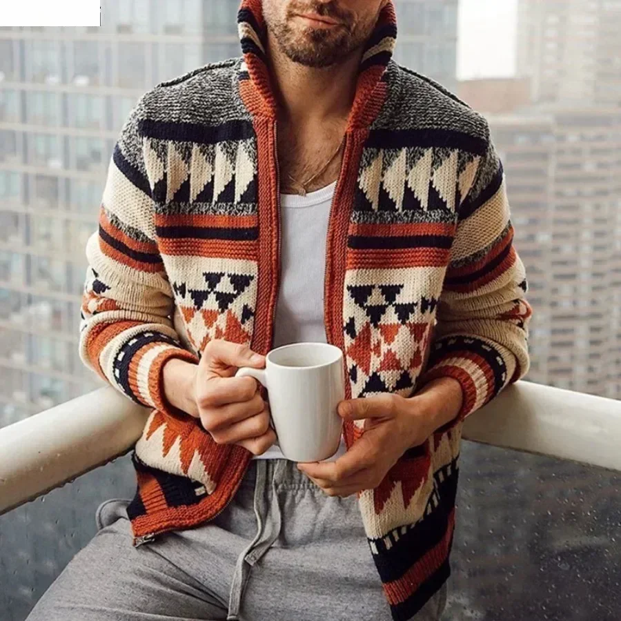 New  Men's Knitted Sweaters Jackets Autumn Winter Long Sleeve Cardigan Sweaters Casual Coats Jacket Men's Knitted Clothing