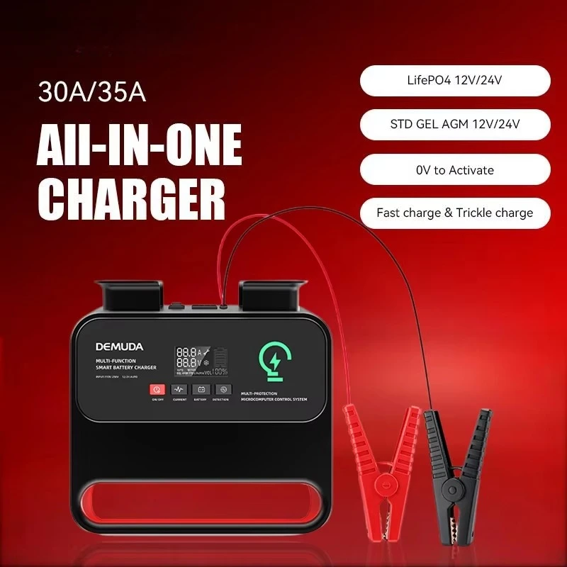 

Smart Car Battery Charger 24 12 Volt Rechargeable 14.6v Lifepo4 Battery Charger Fast Charging Automatic Battery Maintainer 30A