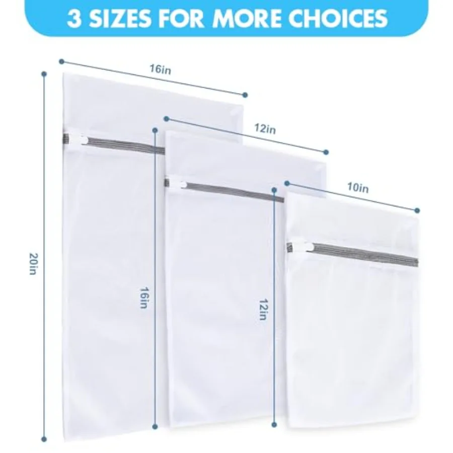 Mesh laundry bags for delicates: 3-pack in large/medium/small sizes, durable polyester mesh, gray color, gentle machine-wash pr