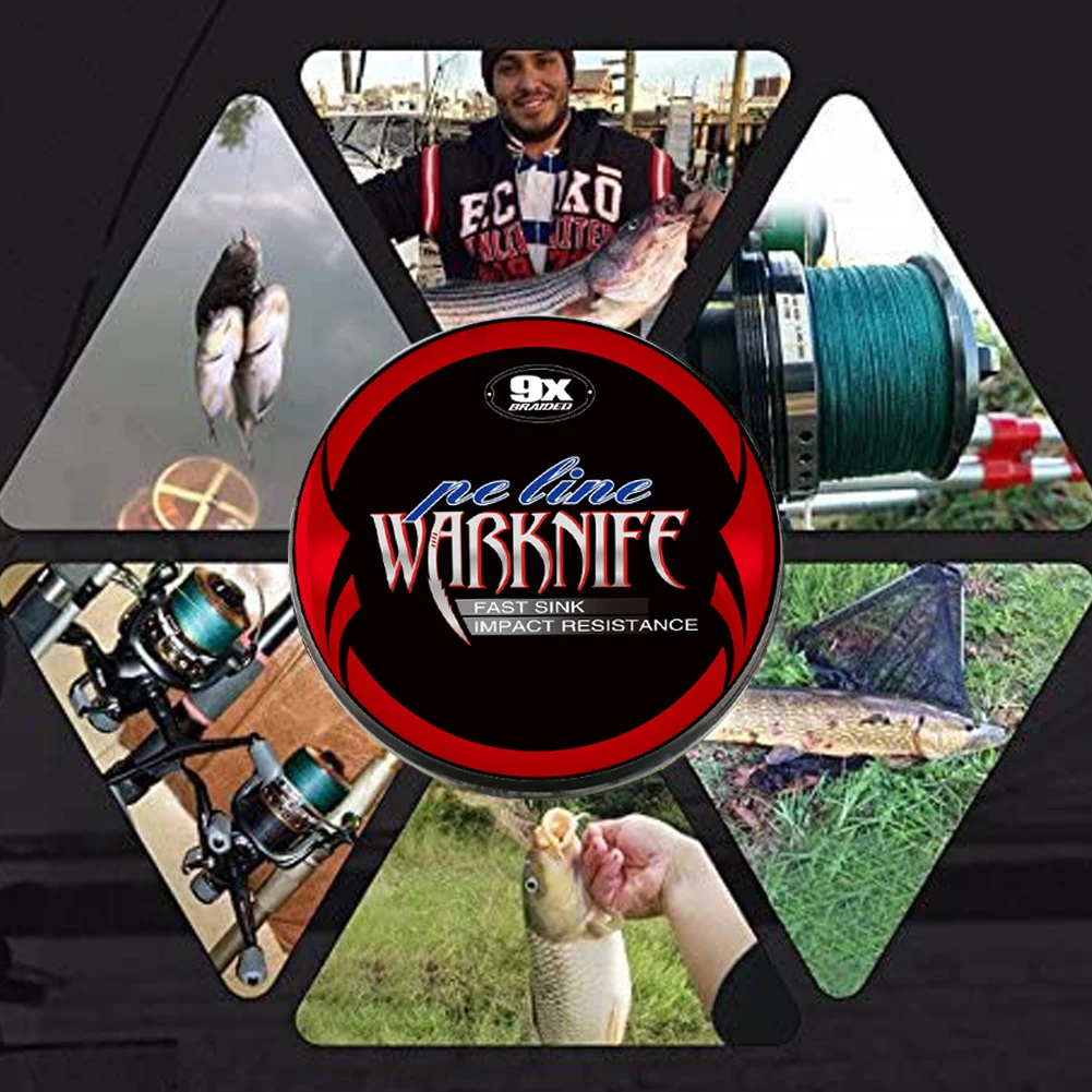 Warknife Power Fishing Wire 16Strands Braided Fish Line 300m 20LB-500LB Super Strong Japan Multifilament 10 Colors PE Braid Line