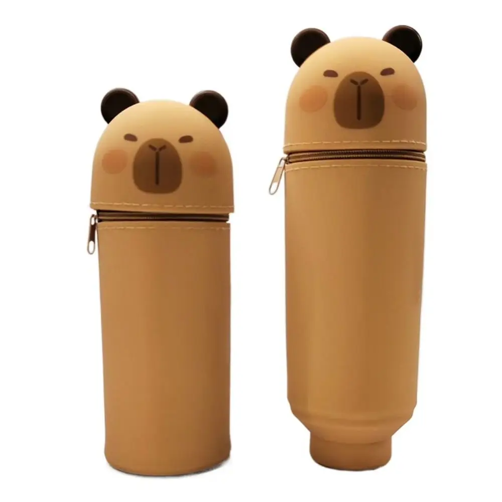 Imagen 3: Estuche para lápices de dibujos animados de alta calidad, estuche para bolígrafos de silicona con forma de Animal con cremallera, bolsa de almacenamiento de papelería multiusos