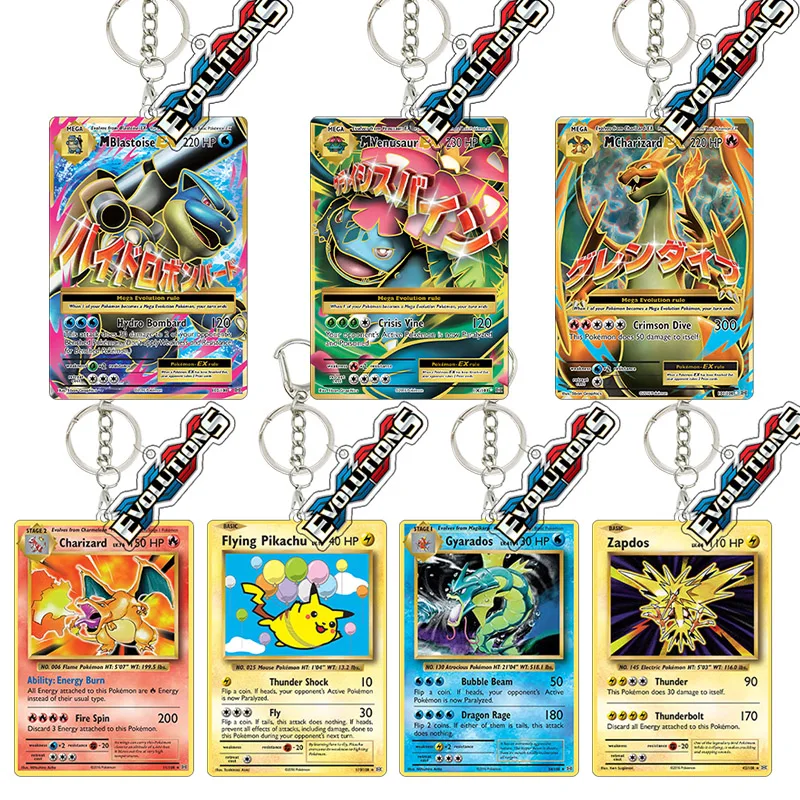 TCG XY Evolutions Acryl-Schlüsselanhänger Blastoise Venusaur Charizard Gyarados Zapdos Ornamente Schlüsselring Taschenanhänger Geburtstagsgeschenk