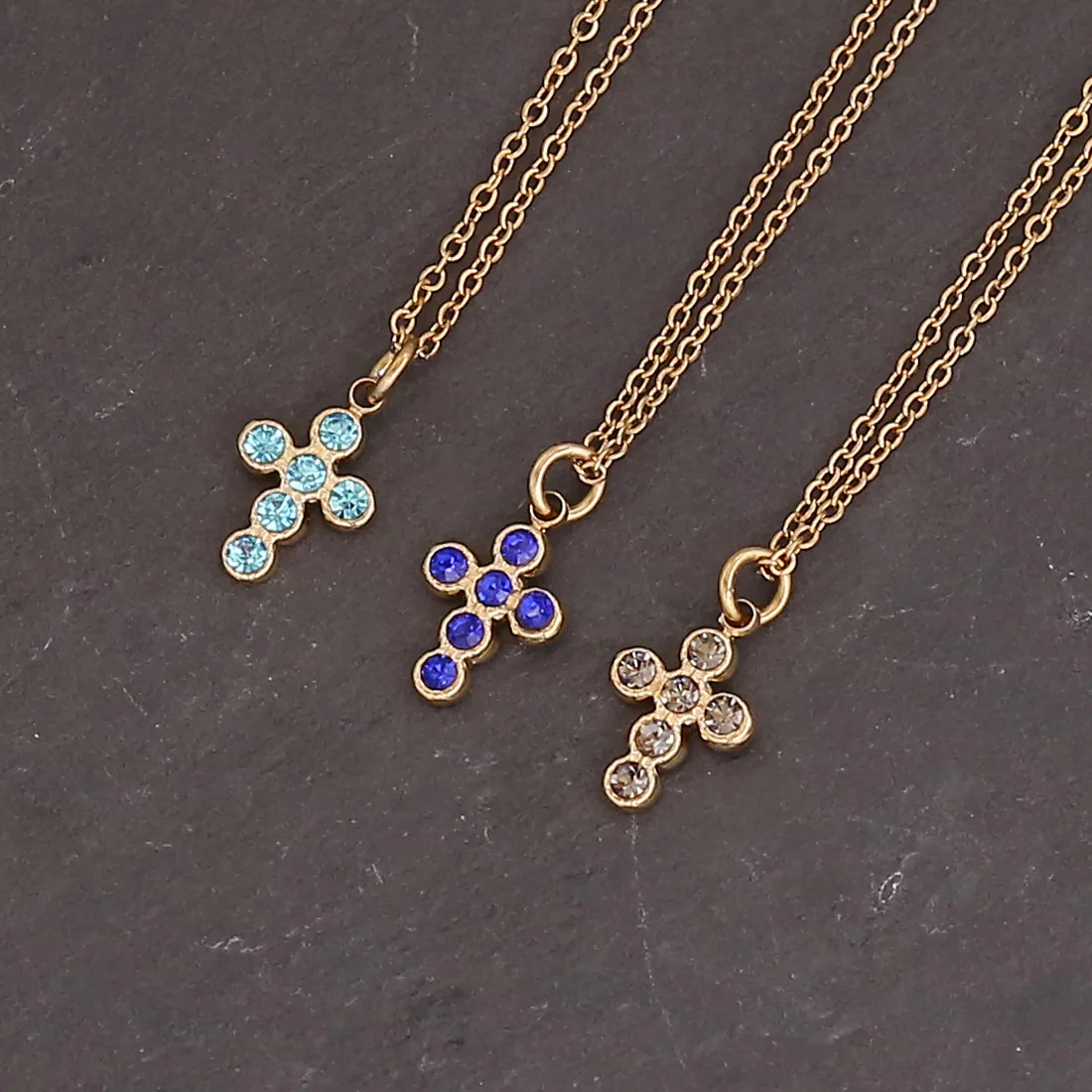 Natural Stone Vintage Necklace Cross Sunflower Sector Pendants Gold Color Stainless Steel Necklace Bohemian Jewelry for Women