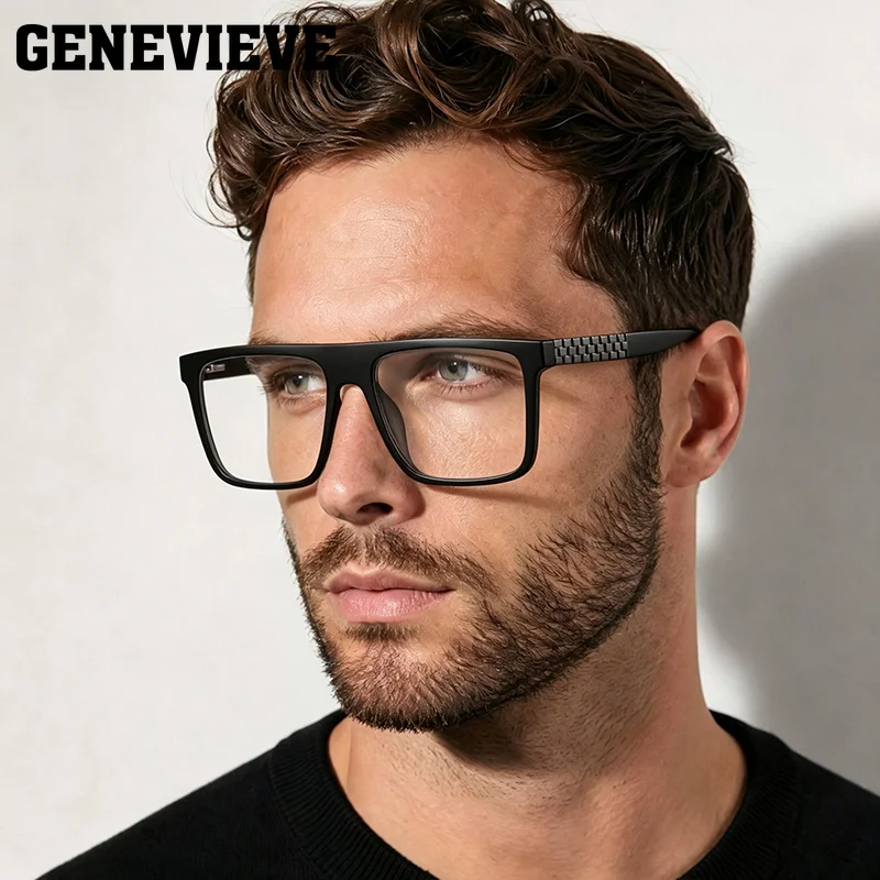 GENEVIEVE Geometric Square Blue Light Blocking Photochromic Eyewear Men's Polarized Sunglasses Customizable Prescription PFD2299