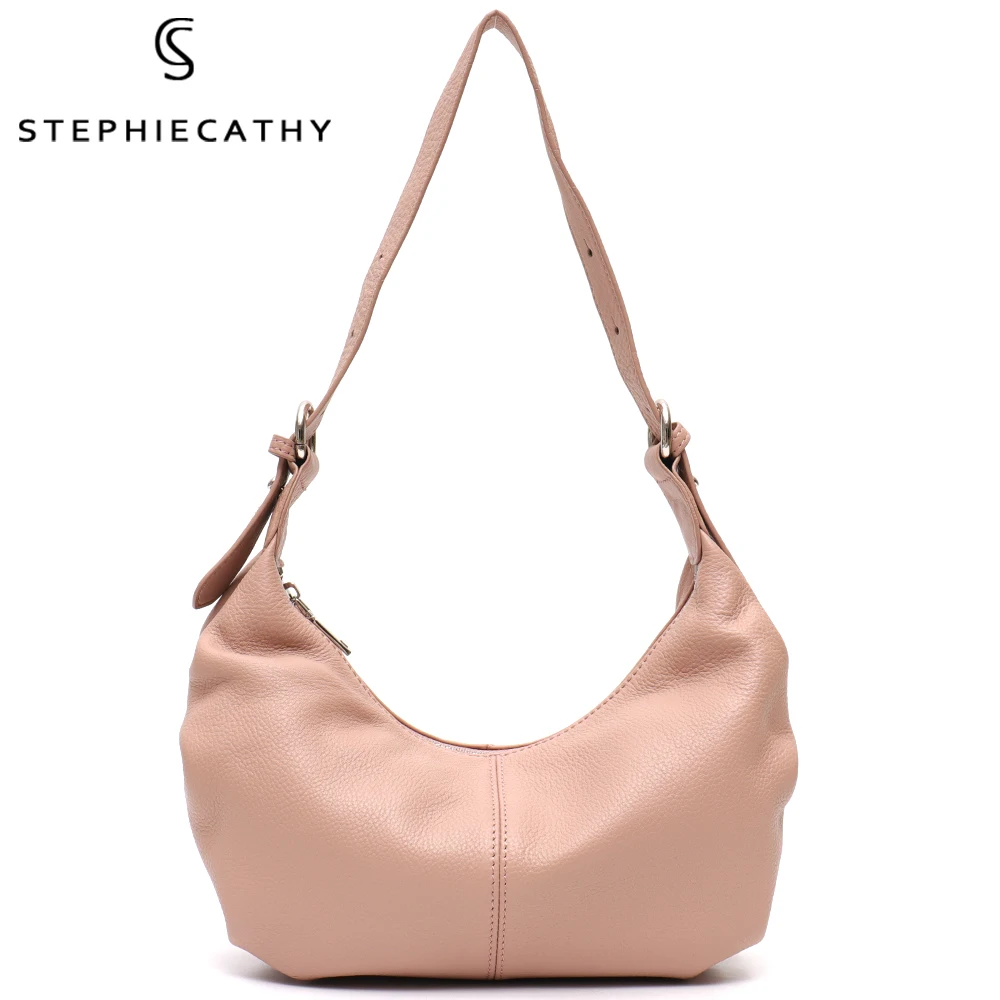 SC Women Design Genuine Leather Handbag Hobo Fashion Daily Slouchy Ruched Soft Cowhide Cloud Bag Casual Shoulder Crossbody Purse