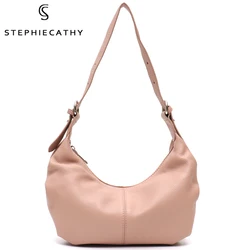 SC Women Design Genuine Leather Handbag Hobo Fashion Daily Slouchy Ruched Soft Cowhide Cloud Bag Casual Shoulder Crossbody Purse