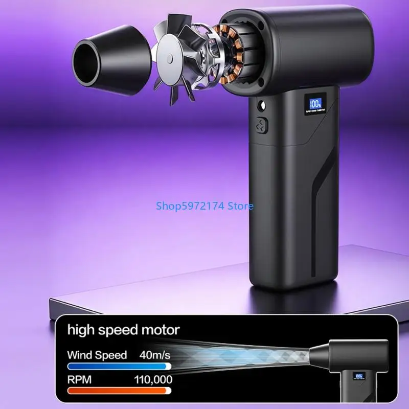 Y3NB Cordless Fan Light Weight Dust Blower Handheld Engine Fan Air Duster 110000RPM for Women Men Computer Cleaning Outdoor