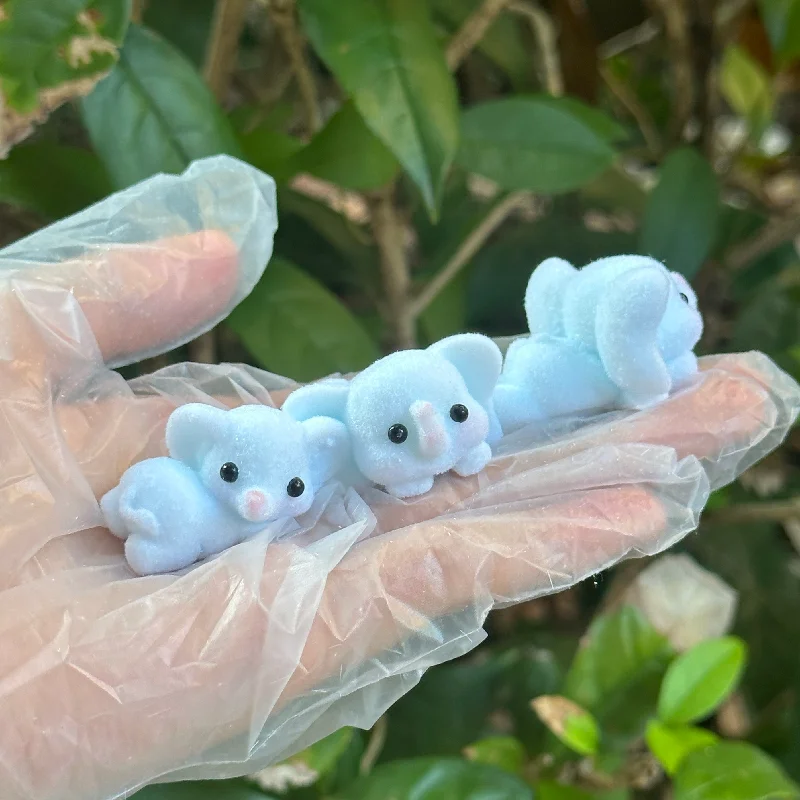 2024 Kawaii Mini Elephant Cub Handmade Silicone Flocking Naughty Cute Baby Elephant Pendant Gift KIids Squishy Fingertips Toys