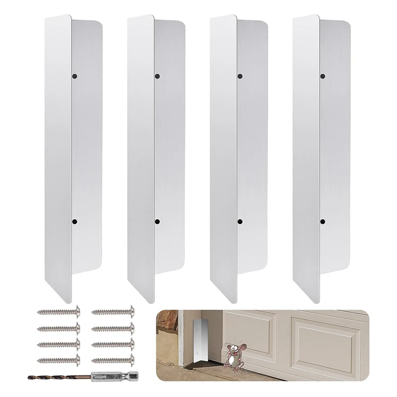 4 Pcs Garage Door Seal Guard, Weatherproofing Shield Seal Strip Door Sweep Barrier for Garage Home Retail