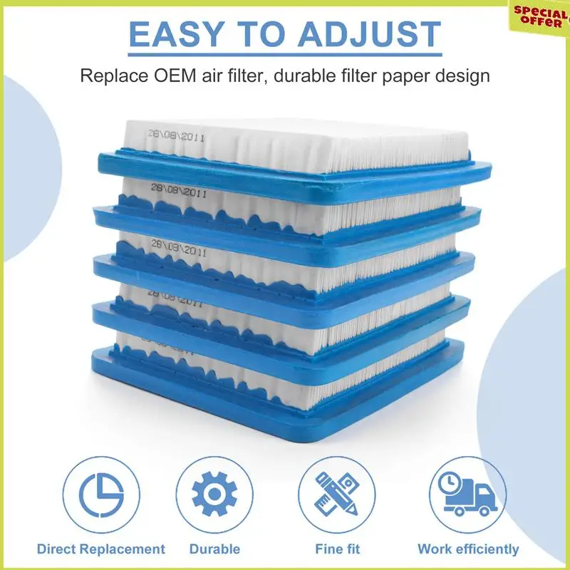 A34R, 10 шт., 491588S, сменный воздушный фильтр для Briggs Stratton 491588 4915885, плоский картридж воздухоочистителя, фильтр для газонокосилки
